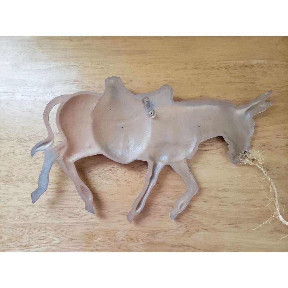 Southwestern Metal Wall Art Mexican Folk Scene Man Donkey Plaque